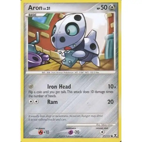 Pokemon Platinum Rising Rivals Common Aron #57 [Lightly Played]