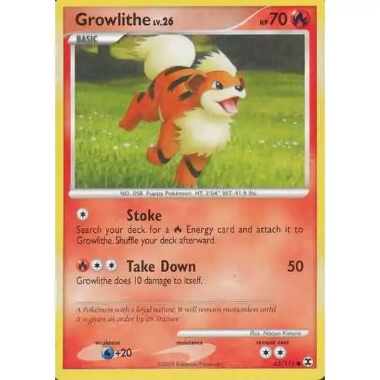 Pokemon Platinum Rising Rivals Common Growlithe #63 [Lightly Played]