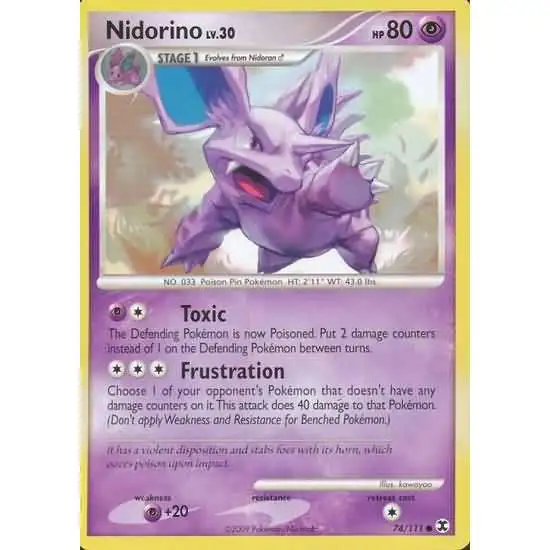 Pokemon Platinum Rising Rivals Common Nidorino #74 [Moderately Played]