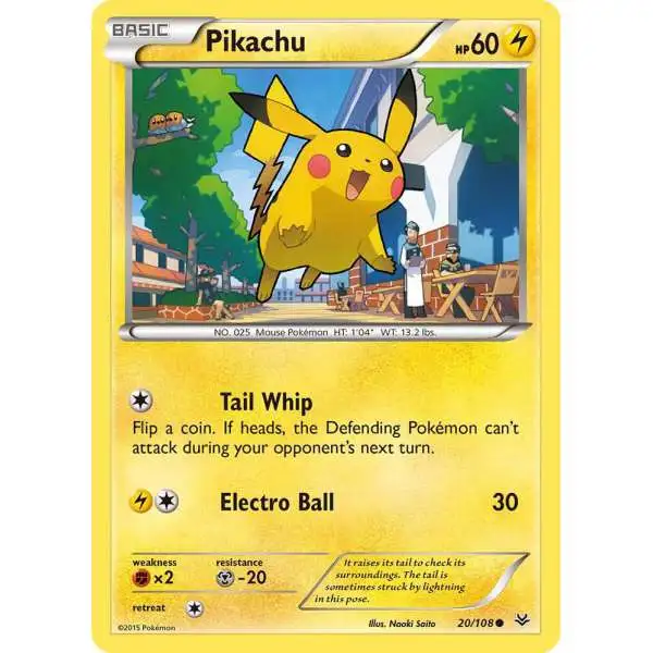 Pokemon Trading Card Game XY Roaring Skies Common Pikachu #20 [Reverse Holofoil] [Moderately Played]