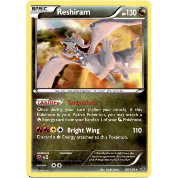 Pokemon Trading Card Game XY Roaring Skies Rare Holo Reshiram #63