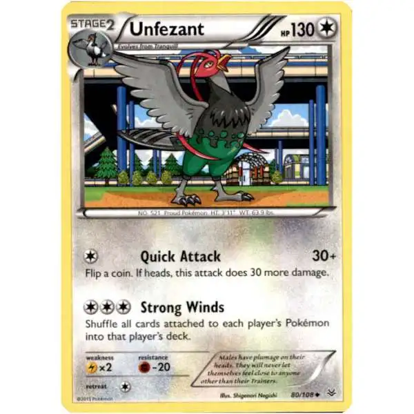 Pokemon Trading Card Game XY Roaring Skies Uncommon Unfezant #80