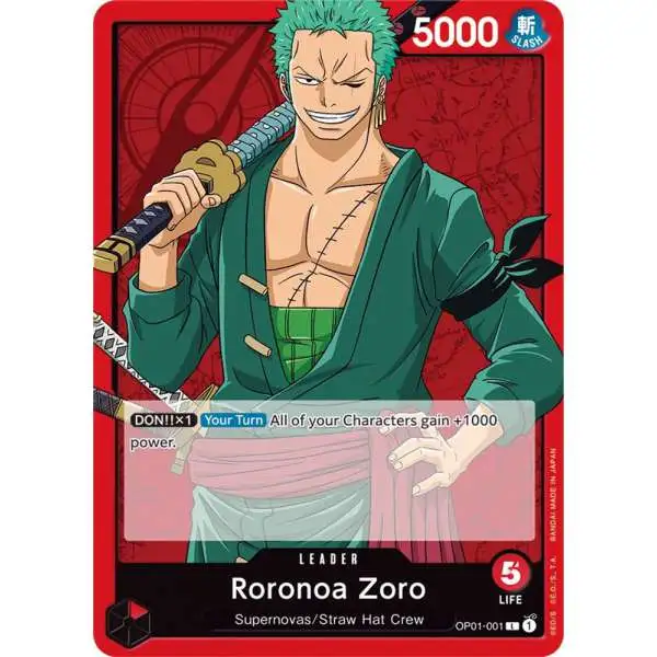 One Piece Trading Card Game Romance Dawn Leader Roronoa Zoro OP01-001