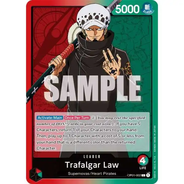 One Piece Trading Card Game Romance Dawn Leader Trafalgar Law OP01-002