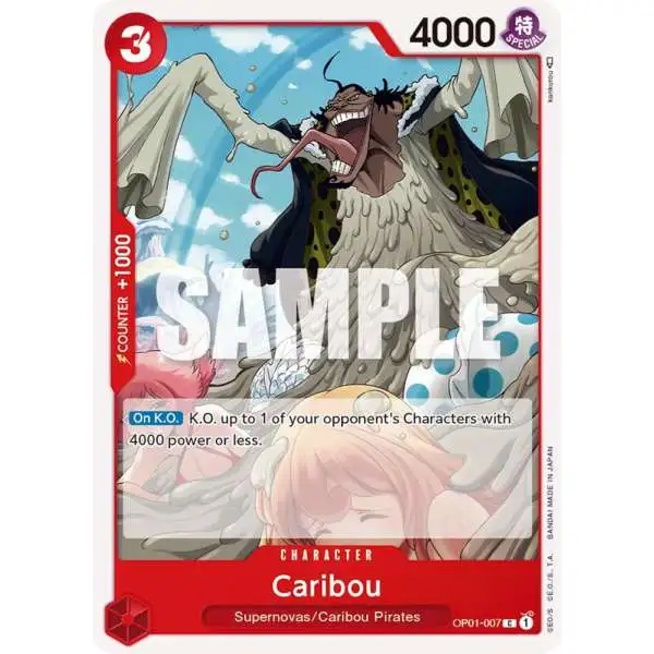 One Piece Trading Card Game Romance Dawn Common Caribou OP01-007