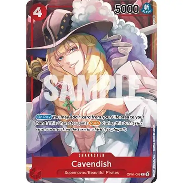 One Piece Trading Card Game Romance Dawn Common Cavendish OP01-008 [Box Topper]