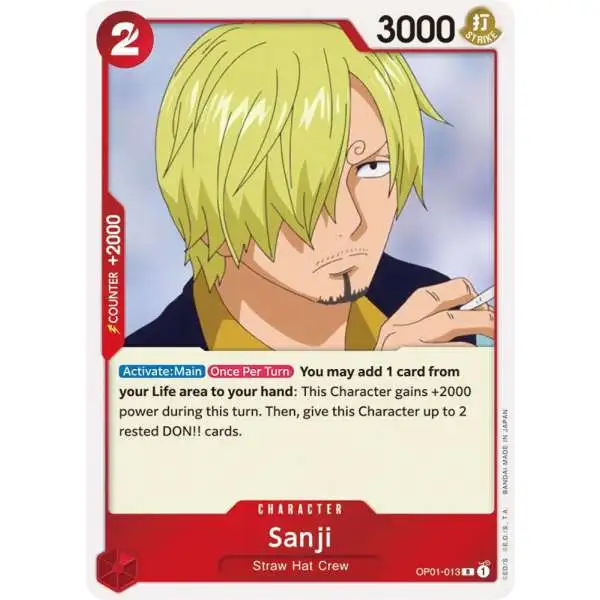 One Piece Trading Card Game Romance Dawn Rare Sanji OP01-013