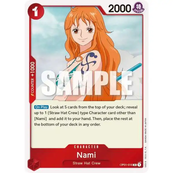 One Piece Trading Card Game Romance Dawn Rare Nami OP01-016