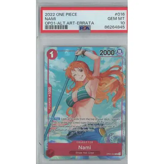 One Piece Trading Card Game Romance Dawn Rare Nami OP01-016 [Parallel, PSA 10] [PSA 10]