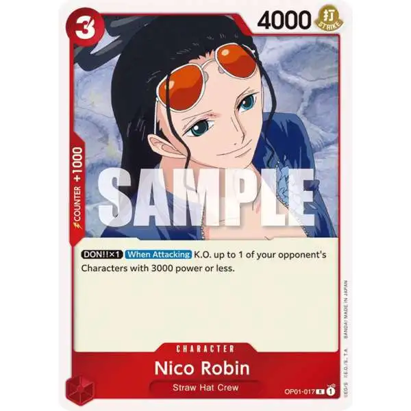 One Piece Trading Card Game Romance Dawn Rare Nico Robin OP01-017