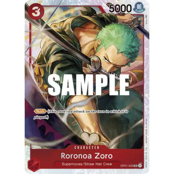 One Piece Trading Card Game Romance Dawn Super Rare Roronoa Zoro OP01-025 [ST10 Alternate Art ]