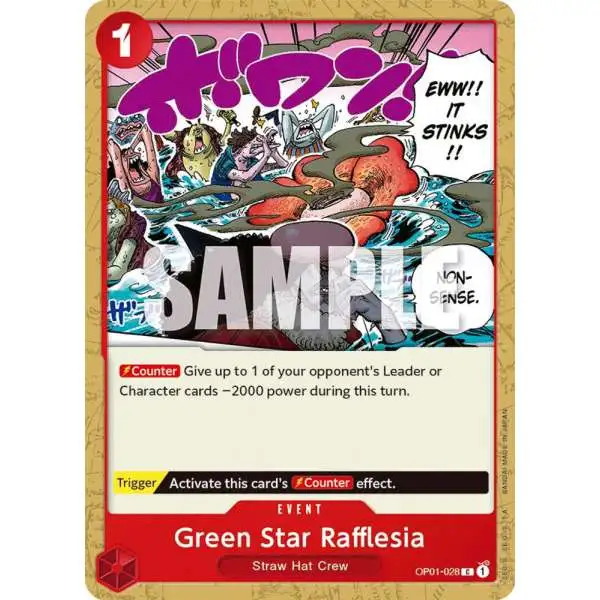 One Piece Trading Card Game Romance Dawn Common Green Star Rafflesia OP01-028