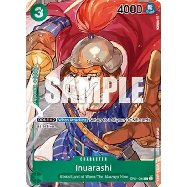 One Piece Trading Card Game Romance Dawn Common Inuarashi OP01-034 [Box Topper]