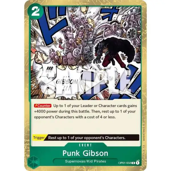 One Piece Trading Card Game Romance Dawn Rare Punk Gibson OP01-058