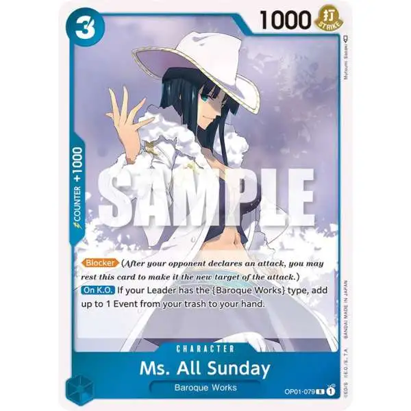 One Piece Trading Card Game Romance Dawn Rare Ms. All Sunday OP01-079