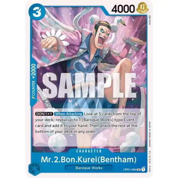 One Piece Trading Card Game Romance Dawn Uncommon Mr.2.Bon.Kurei OP01-084 [Bentham]