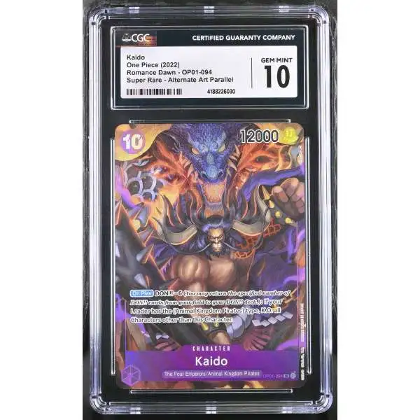 One Piece Trading Card Game Romance Dawn Super Rare Kaido OP01-094 [Parallel] [CGC 10.0]