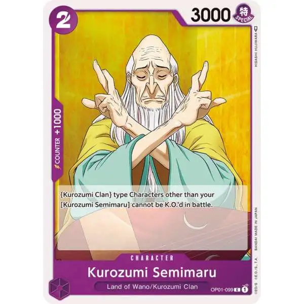 One Piece Trading Card Game Romance Dawn Common Kurozumi Semimaru OP01-099