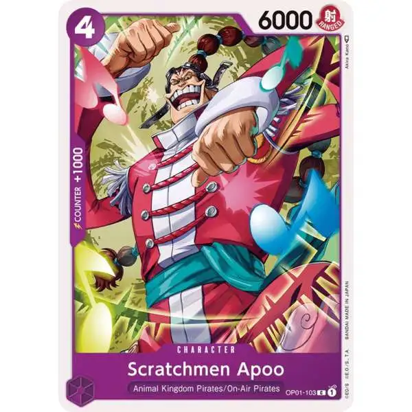 One Piece Trading Card Game Romance Dawn Common Scratchmen Apoo OP01-103