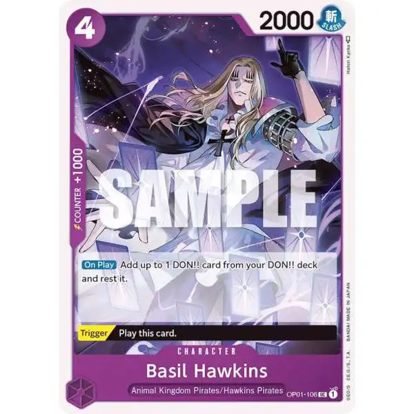 One Piece Trading Card Game Romance Dawn Uncommon Basil Hawkins OP01-106