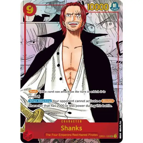 One Piece Trading Card Game Romance Dawn Secret Rare Shanks OP01-120 [Manga Parallel Alternate Art]