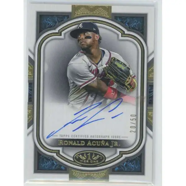 MLB 2023 Tier One Baseball Ronald Acuna Jr. 20/50 Autographed Trading Card NLA-RA [On Card Autograph]