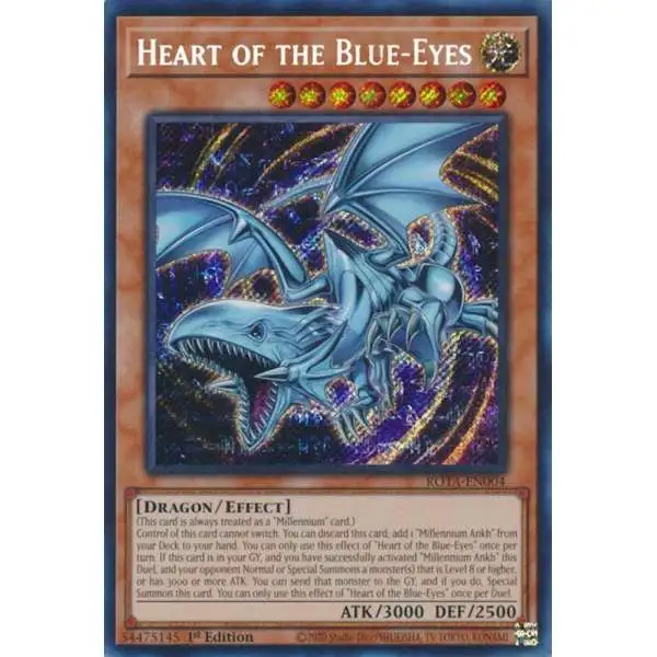 YuGiOh Trading Card Game Rage of the Abyss Secret Rare Heart of the Blue-Eyes ROTA-EN004