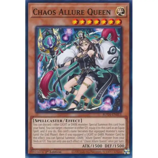 YuGiOh Trading Card Game Rage of the Abyss Common Chaos Allure Queen ROTA-EN011