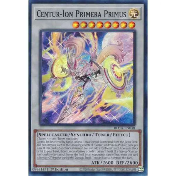 YuGiOh Trading Card Game Rage of the Abyss Super Rare Centur-Ion Primera Primus ROTA-EN038