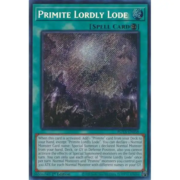 YuGiOh Trading Card Game Rage of the Abyss Quarter Century Secret Rare Primite Lordly Lode ROTA-EN058