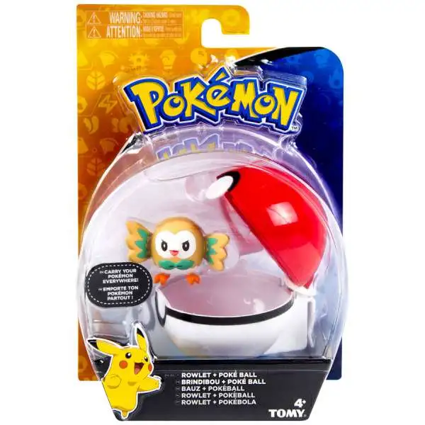 Pokemon Clip n Carry Pokeball Rowlet & Poke Ball Figure Set