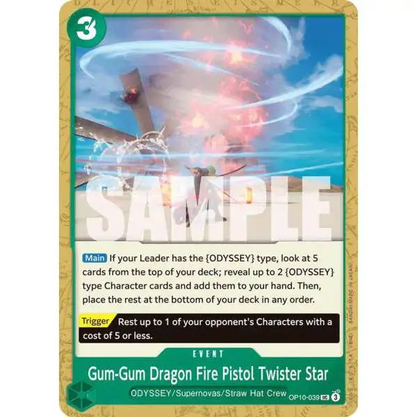 One Piece Trading Card Game Royal Blood Uncommon Gum-Gum Dragon Fire Pistol Twister Star OP10-039