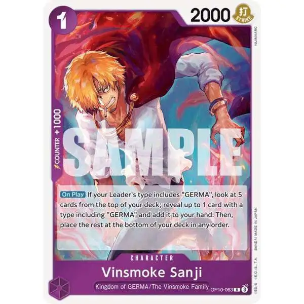 One Piece Trading Card Game Royal Blood Rare Vinsmoke Sanji OP10-063