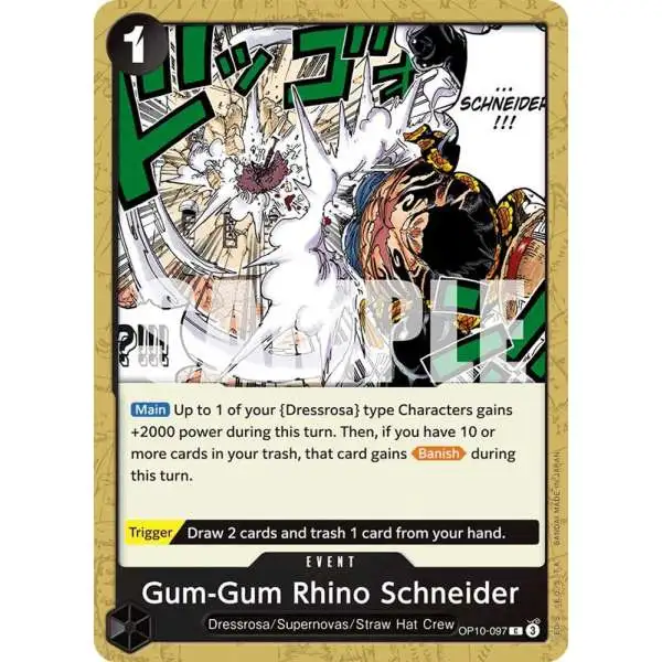 One Piece Trading Card Game Royal Blood Common Gum-Gum Rhino Schneider OP10-097