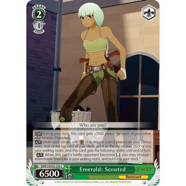 Weiss Schwarz Trading Card Game RWBY Common Emerald: Scouted RWBY/WX03-035
