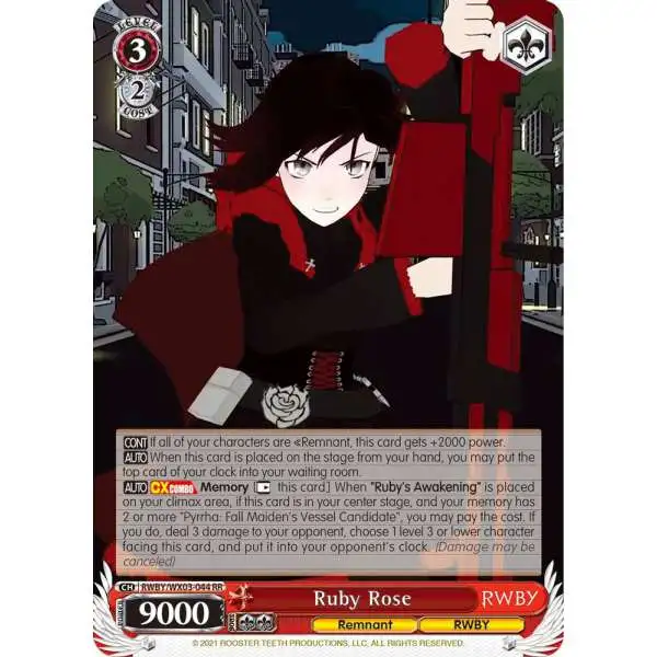 Weiss Schwarz Trading Card Game RWBY Double Rare Ruby Rose RWBY/WX03-044
