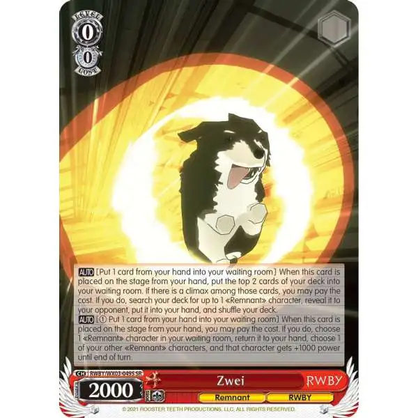 Weiss Schwarz Trading Card Game RWBY Super Rare Zwei RWBY/WX03-049S