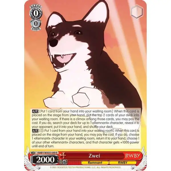 Weiss Schwarz Trading Card Game RWBY Rare Zwei RWBY/WX03-049