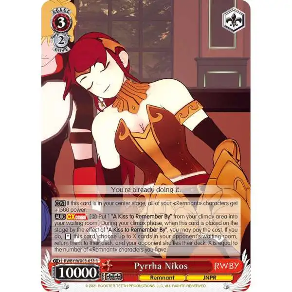 Weiss Schwarz Trading Card Game RWBY Rare Pyrrha Nikos RWBY/WX03-053