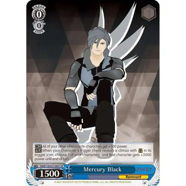 Weiss Schwarz Trading Card Game RWBY Super Rare Mercury Black RWBY/WX03-080S