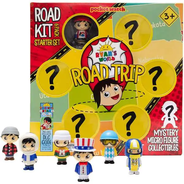 Ryan's World Road Trip Road Kit Mystery Micro Figure 6-Pack Starter Set