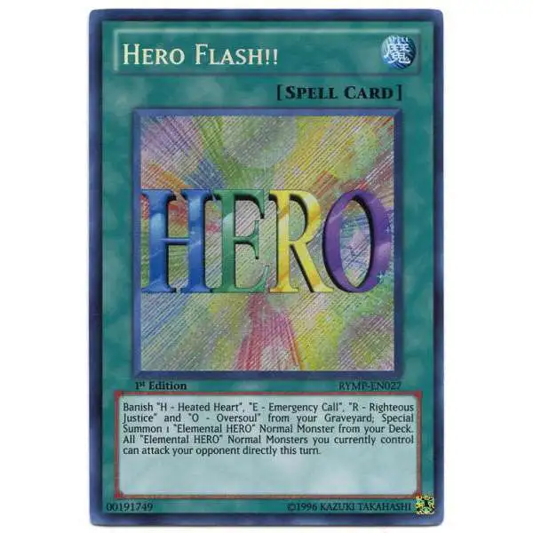 YuGiOh GX Trading Card Game Ra Yellow Mega Pack Secret Rare Hero Flash!! RYMP-EN027