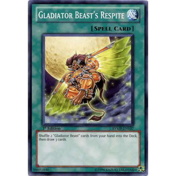 YuGiOh GX Trading Card Game Ra Yellow Mega Pack Common Gladiator Beast's Respite RYMP-EN107