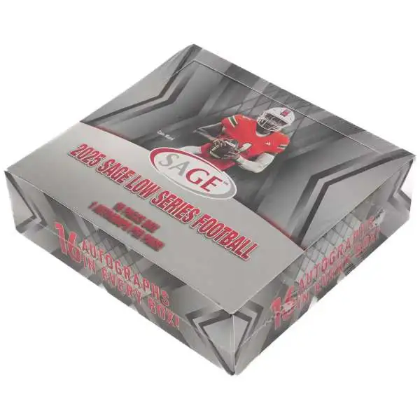 NFL Sage Collectibles 2025 LOW Series Football Trading Card HOBBY Box [16 Packs, 16 Autographs]