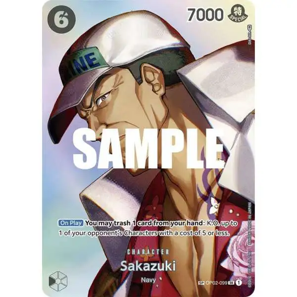 One Piece Trading Card Game Kingdoms of Intrigue Super Rare Sakazuki OP04 OP02-099 [SP] [PSA 10]