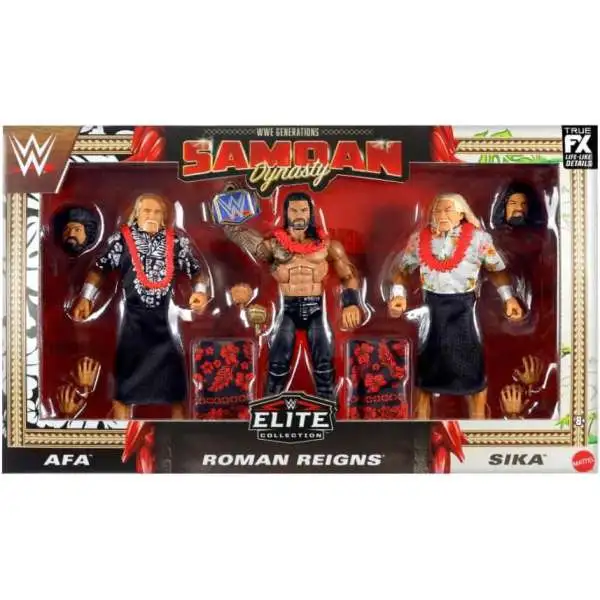 WWE Wrestling Elite Collection WWE Generations Afa, Sika (Wild Samoans) & Roman Reigns Tribal Chief Exclusive Action Figure 3-Pack [Samoan Dynasty]