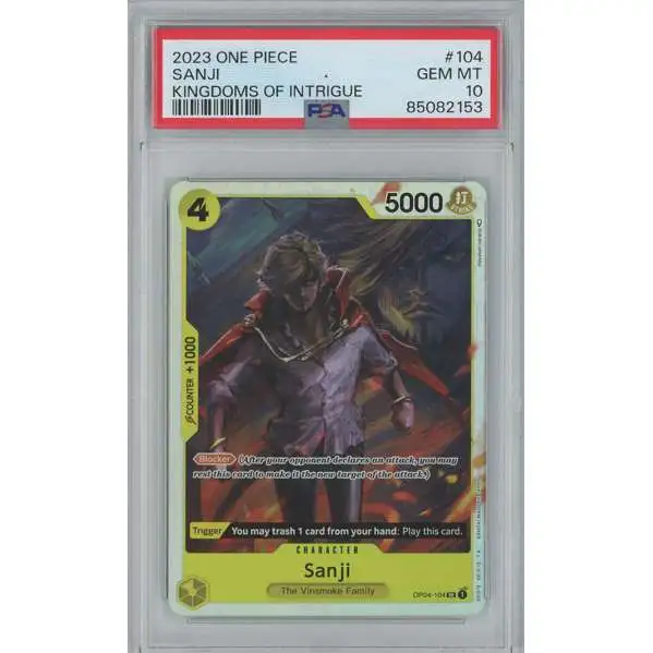 One Piece Trading Card Game Kingdoms of Intrigue Sanji Graded Card OP04-104 [PSA Gem Mint 10] [PSA 10 Gem Mint]