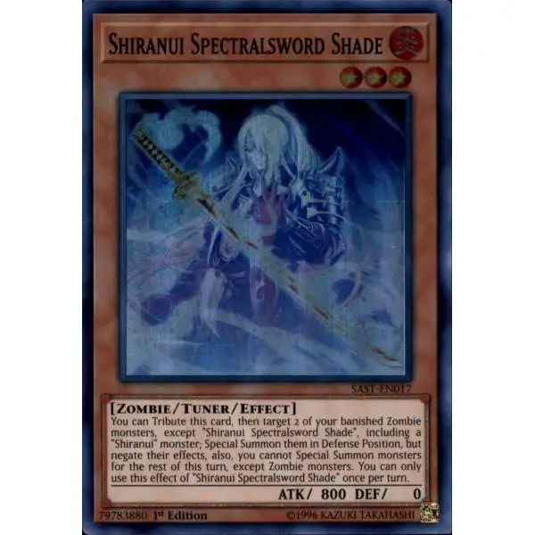 YuGiOh Savage Strike Super Rare Shiranui Spectralsword Shade SAST-EN017