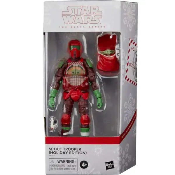 Star Wars Black Series Scout Trooper Exclusive Action Figure [with Grogu in Pouch, Holiday Edition]