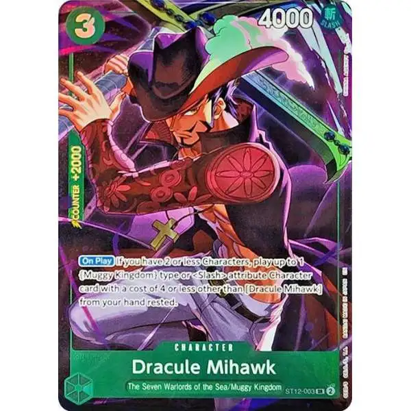 One Piece Trading Card Game Starter Deck 12: Zoro and Sanji Super Rare Dracule Mihawk ST12-003 [Illustration Box Promo]